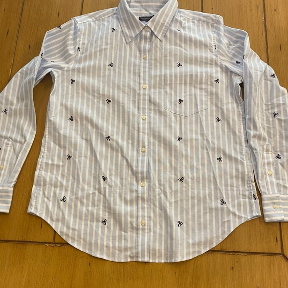 Vineyard Vines Women’s Blue White Striped Bows Button Down Shirt Large NEW - Picture 2 of 12